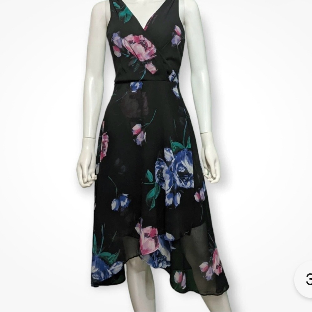 DKNY Black Dress with Floral Accents